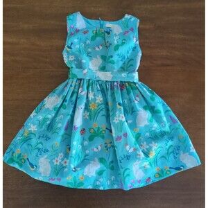 Mini Boden Girls Vintage Sleeveless tie waist Linen Dress size 3/4 New no tags